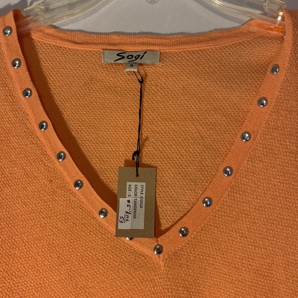 Sogi sweater NWT tangerine S Small tunic beaded - Picture 2 of 6